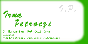 irma petroczi business card
